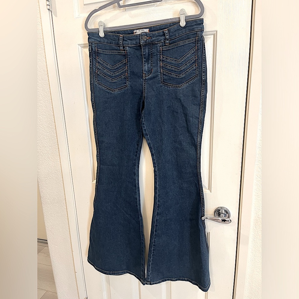 Free People Stella Blue Flare Jeans - Picture 15 of 16